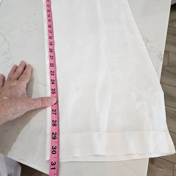 Talbots White 100% Linen Drawstring Pants Medium Casual Tropical - Picture 7 of 10